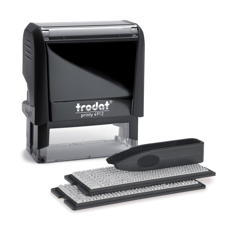 Trodat Printy 4912 Self Inking Do it Yourself (DIY) 4 line Personalized Custom Message or Address Stamp kit with Black Ink, Impression Size: 3/4â€ x 1-7/8â€ inch (Black) - Image 1